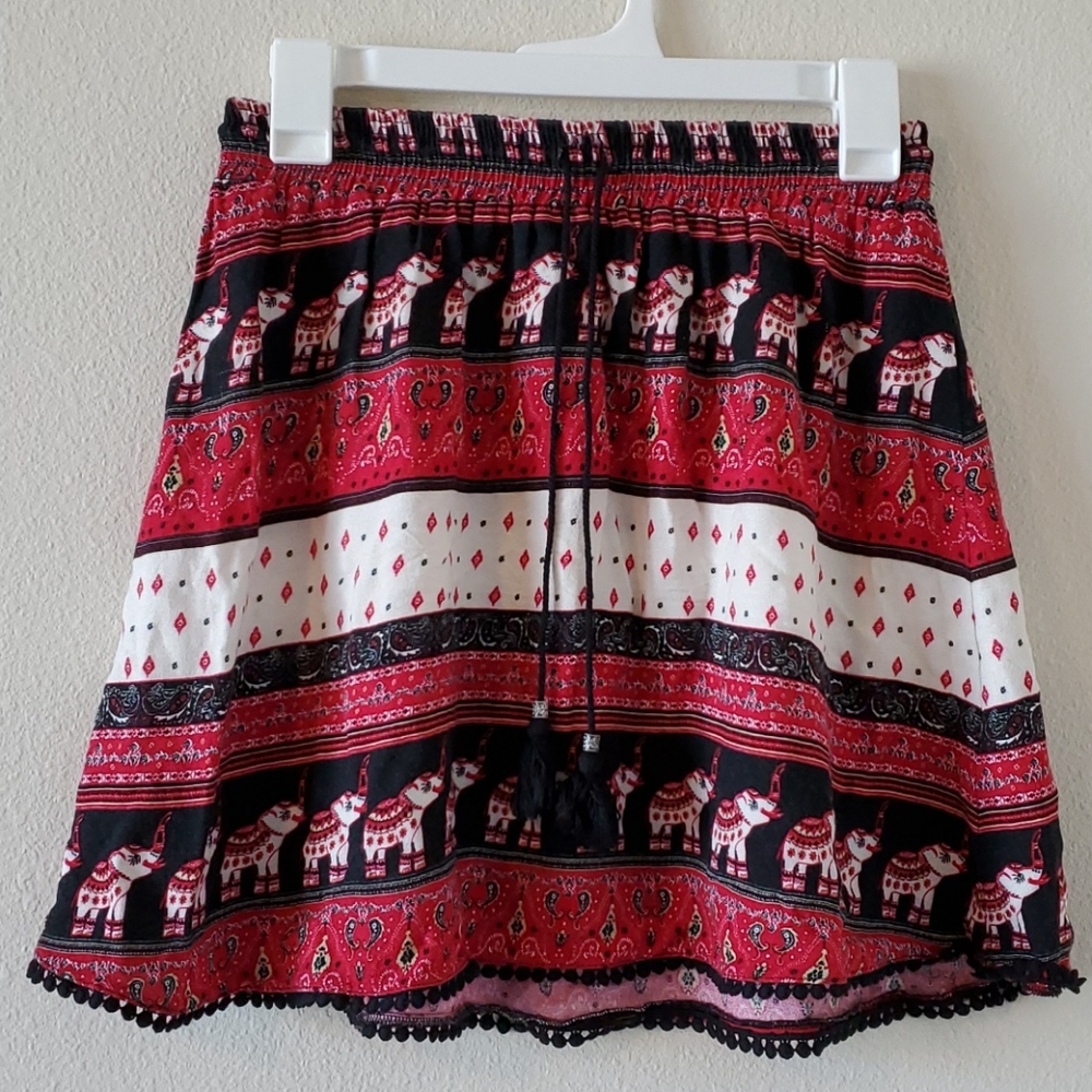 Boho elephant skater skirt
